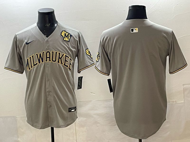 Men 2025 Milwaukee Brewers Blank Grey Game Nike MLB Jersey style 02->milwaukee brewers->MLB Jersey